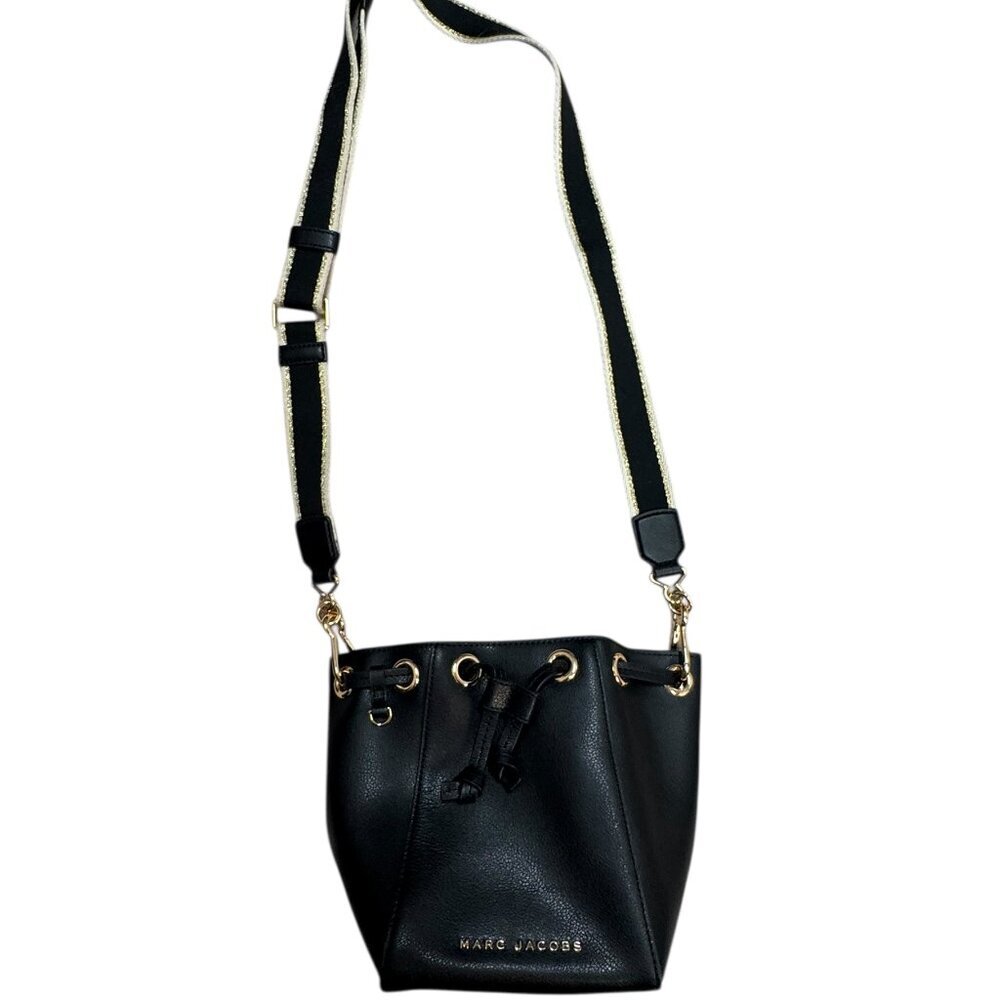 Marc Jacobs Black Leather Mini Bucket Bag Crossbody Gold Hardware – EUC - Picture 2 of 6